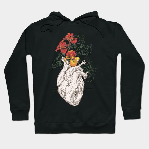 Human heart with flowers Hoodie by Olga Berlet